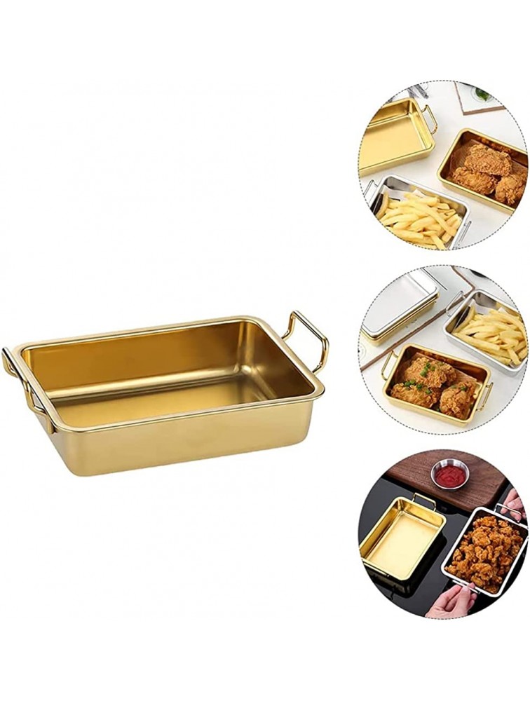 QJZZO Stainless Steel Hotel Pan Crisper Pan Baking Sheets Fry Food Tray for Home Restaurant Gold Snack Plate Restaurant Square Snack Plate Dessert Plate-Gold - BTX0EKV74