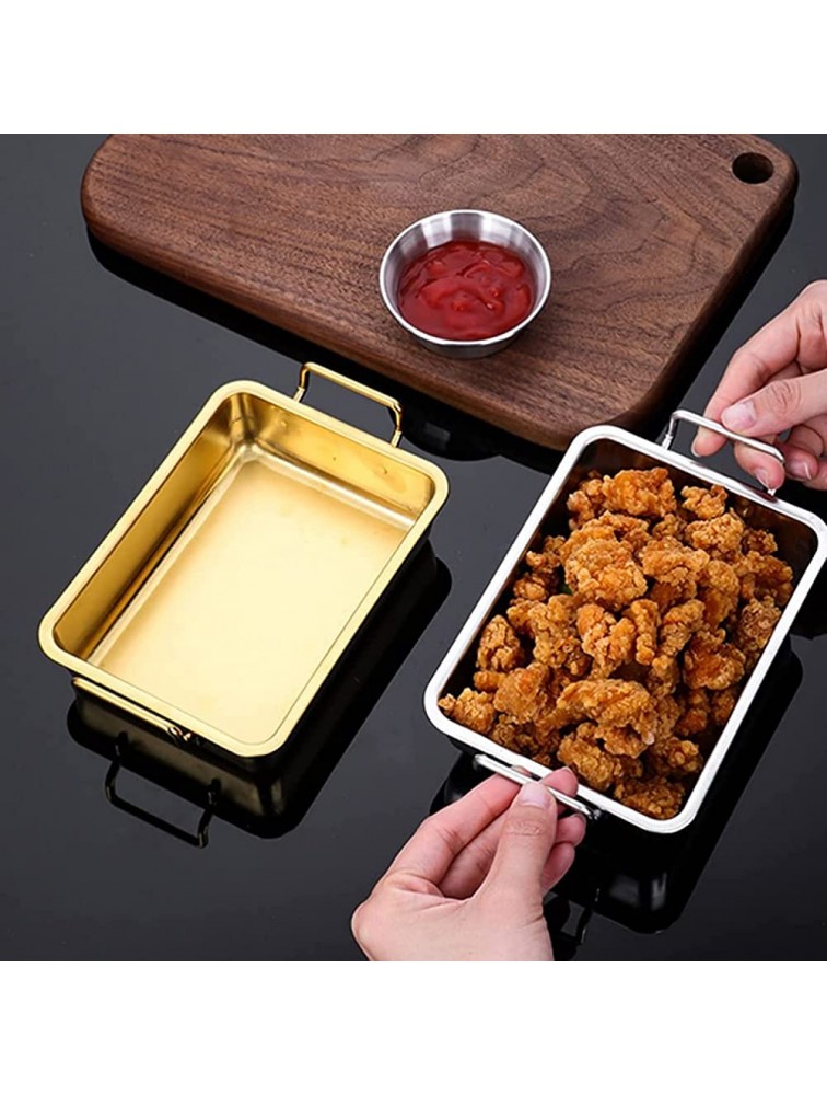 QJZZO Stainless Steel Hotel Pan Crisper Pan Baking Sheets Fry Food Tray for Home Restaurant Gold Snack Plate Restaurant Square Snack Plate Dessert Plate-Gold - BH23H6I9Y