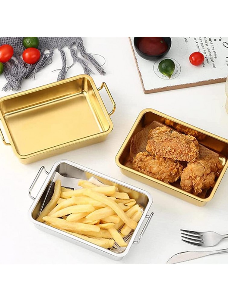 QJZZO Stainless Steel Hotel Pan Crisper Pan Baking Sheets Fry Food Tray for Home Restaurant Gold Snack Plate Restaurant Square Snack Plate Dessert Plate-Gold - BH23H6I9Y
