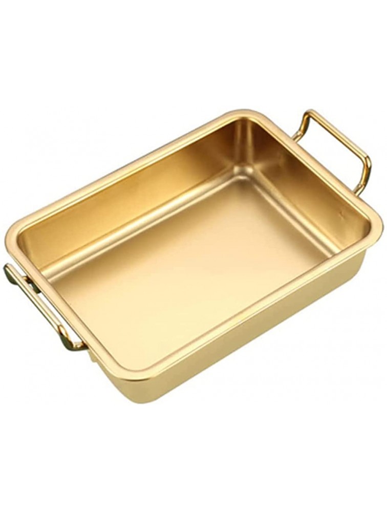 QJZZO Stainless Steel Hotel Pan Crisper Pan Baking Sheets Fry Food Tray for Home Restaurant Gold Snack Plate Restaurant Square Snack Plate Dessert Plate-Gold - BTX0EKV74