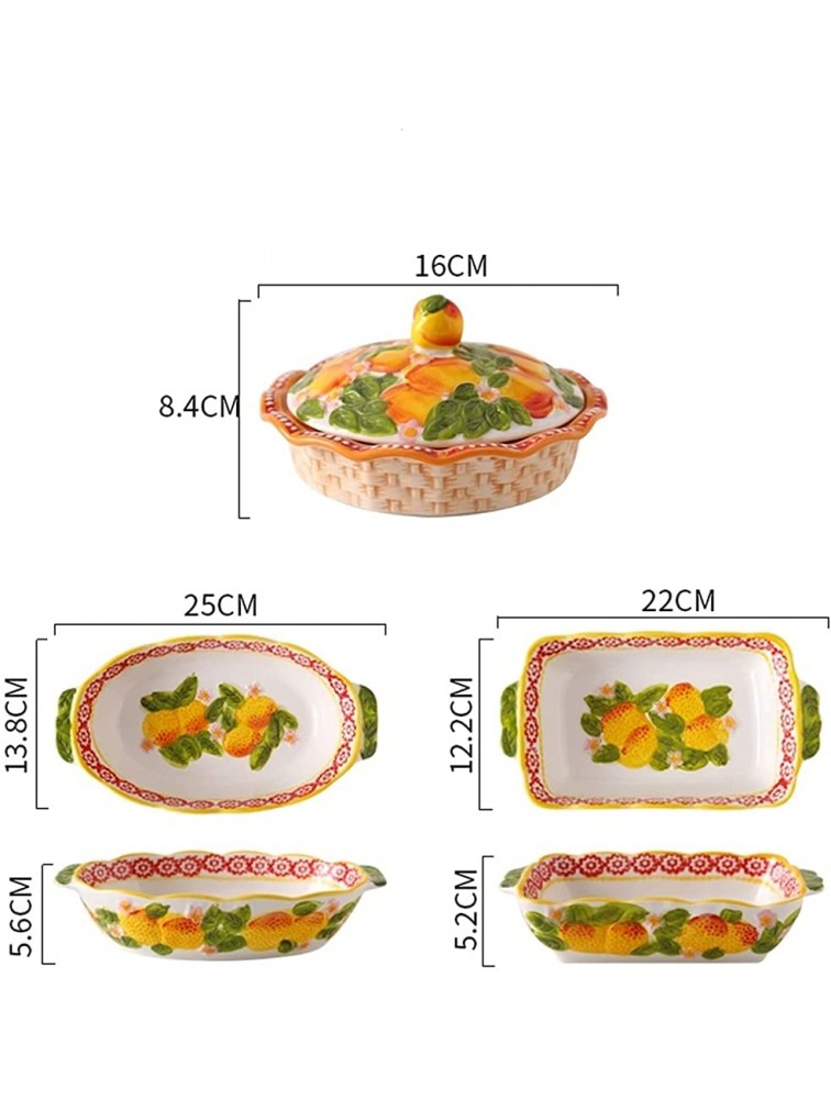 Quiche Creative Embossed Ceramic Bake Pan Bowl Set Binaural Fruit Vegetable Oven Bake Plate Kitchen dining table Size : A - BEQSH2RBF