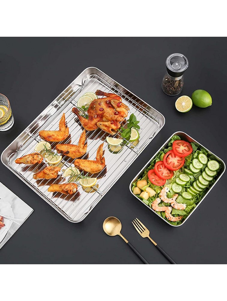 Stainless steel deepened Japanese-style baking pan with lid flat-bottom tray refrigerated crisper Storage Box Non Stick Baking Pan Food with CoverM - B732XMTM8
