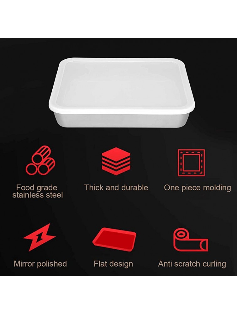 Stainless steel deepened Japanese-style baking pan with lid flat-bottom tray refrigerated crisper Storage Box Non Stick Baking Pan Food with CoverM - B732XMTM8
