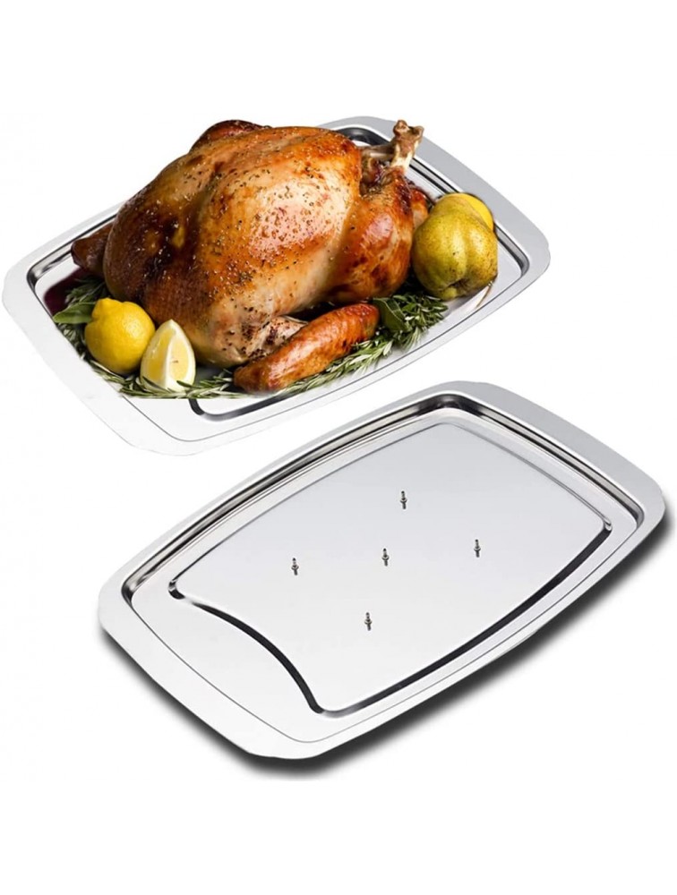 WALNUTA Stainless Steel Turkey Dish Roast Chicken Plate Rack Bakeware Tray Barbecue Baking Molds Color : As Shown Size : One Size - BAFFTK868