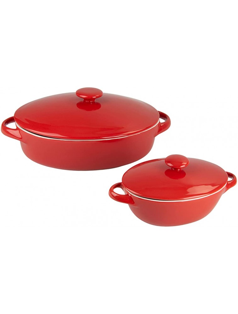 10 Strawberry Street Sienna Covered Casserole 10" and 7" Bakeware Set Red - BU0O9B89L