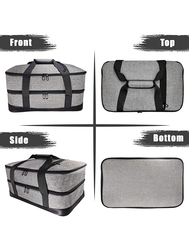 Brandzini Insulated Casserole Double Carrier for lasagna potluck parties picnic beach XXL Size 18.1”X 12.2”X 9” and holds 10”X 17”dish Gray - BXS3KFPU2