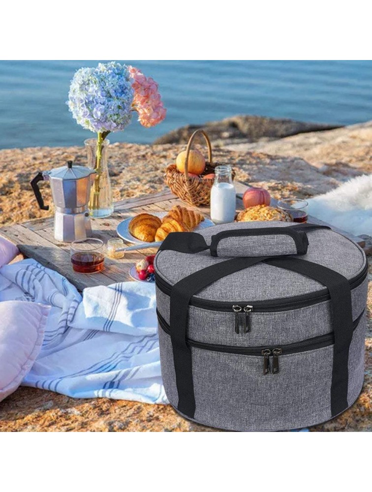 Casserole Carrier,Pie Carrier Insulated Casserole Carriers Bag Case with Handle,2 Compartments Insulated lunch bag Food Carrier Hot Plate Salad Bowl Holder For Picnic Potluck Trip Holiday.Grey 12.5” - B1KWSR72L