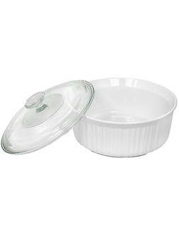 CorningWare French White 2-1 2-Quart Round Casserole Dish with Glass Cover - B7PW91FC7