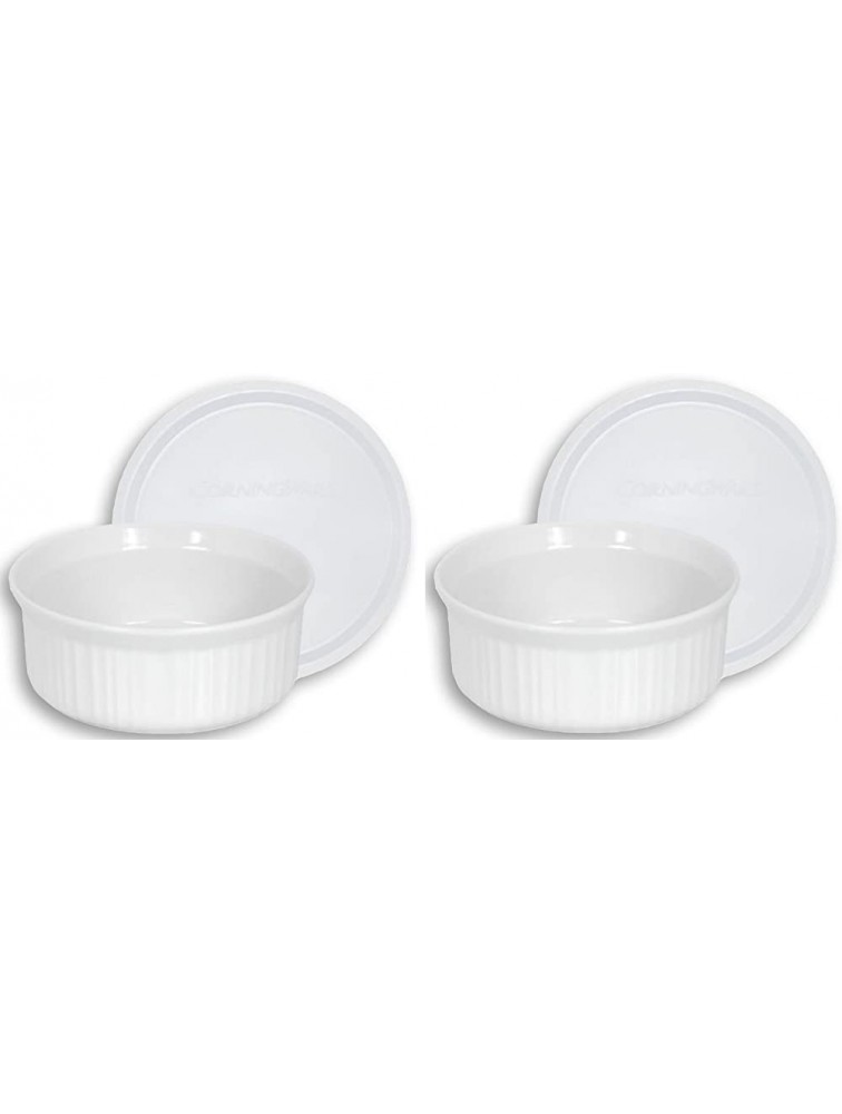 CorningWare French White Pop-Ins 16-Ounce Round Dish with Plastic Cover Pack of 2 Dishes - BNR66IE0J