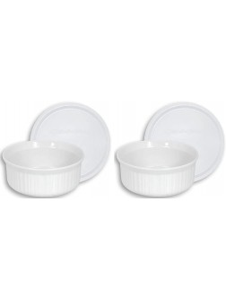 CorningWare French White Pop-Ins 16-Ounce Round Dish with Plastic Cover Pack of 2 Dishes - BCYN0I3CO