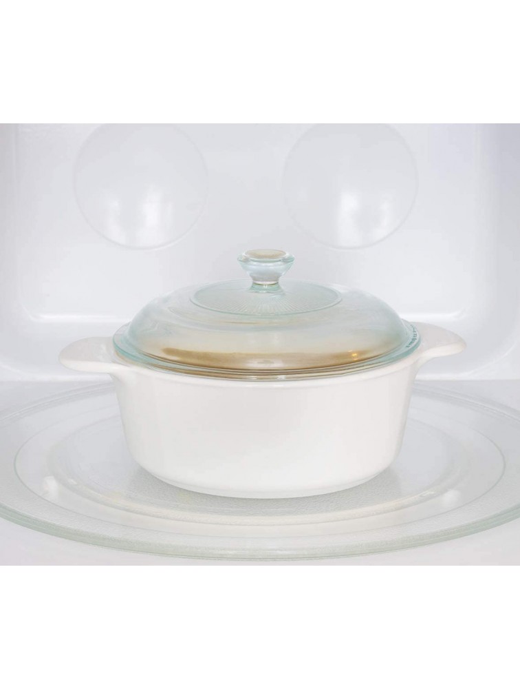 CorningWare Glass-Ceramic Pyroceram Round Classic Casserole 2.4 Quart 2.25 Liter Cooking Pot with Handles & Glass Cover White Medium - BDD44IL2Z