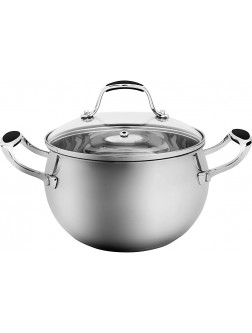 ELITRA Stainless Steel Casserole Pot with Glass Lid For All Stovetops 3 QT Silver 180103 - BKCD31VO3