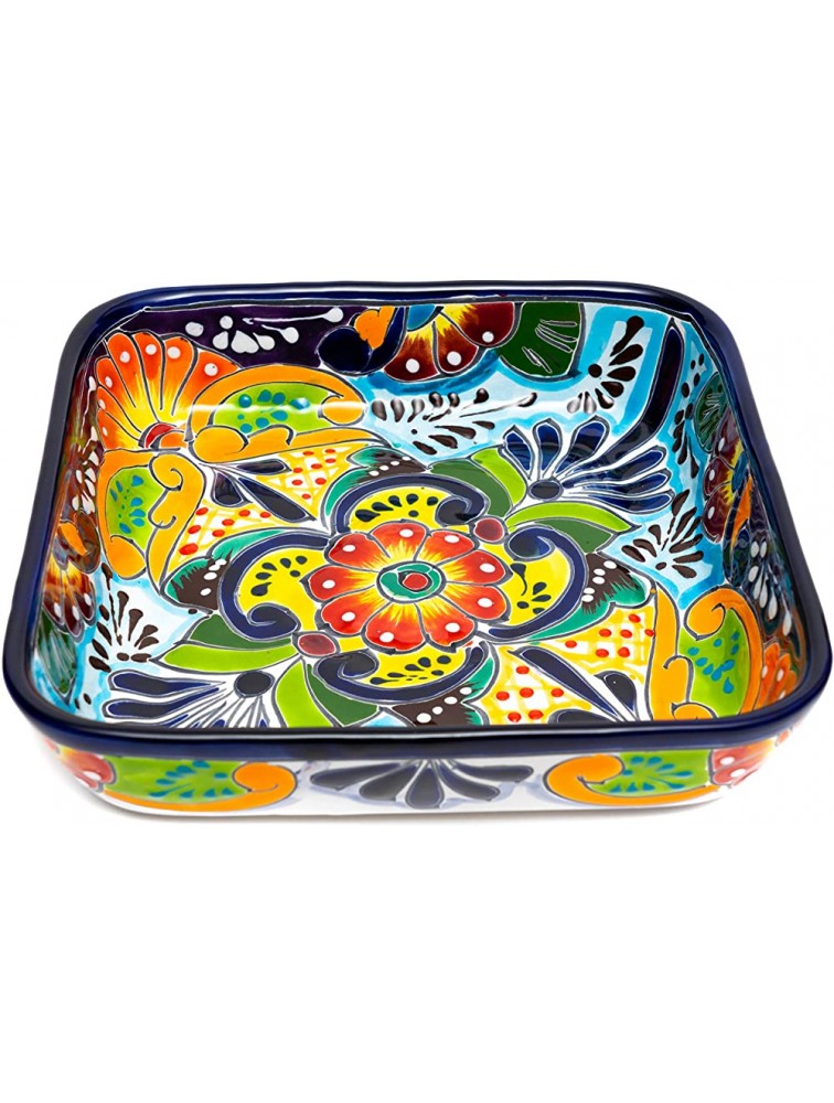 Enchanted Talavera Ceramic Baking Dish Casserole Dish Serving Platter Tray Floral Dish Oven Safe Microwave Safe Multi Color - BQRTC6I8Y