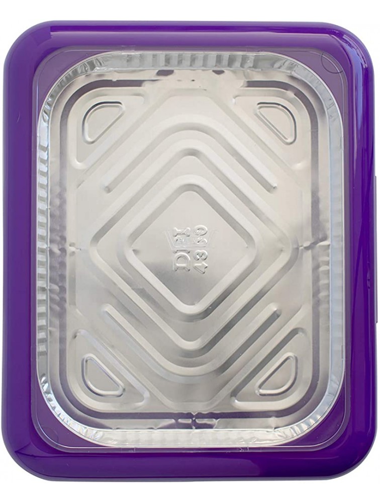 Fancy Panz 2-in-1 Dress Up & Protect Your Foil Pan® Made in USA Fits 2 size of foil pans. Foil Pan & Serving Spoon Included. Hot or Cold Food. Stackable for easy travel. BPA free Purple - BXVB70ET4