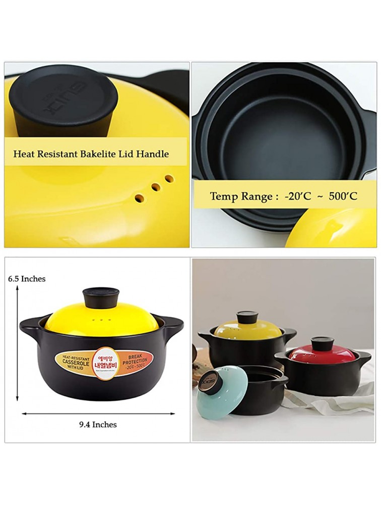 Heat Resistant Fine Porcelain Casserole Clay Pot Earthenware Pot 2000ml Yellow - BK12KULTB