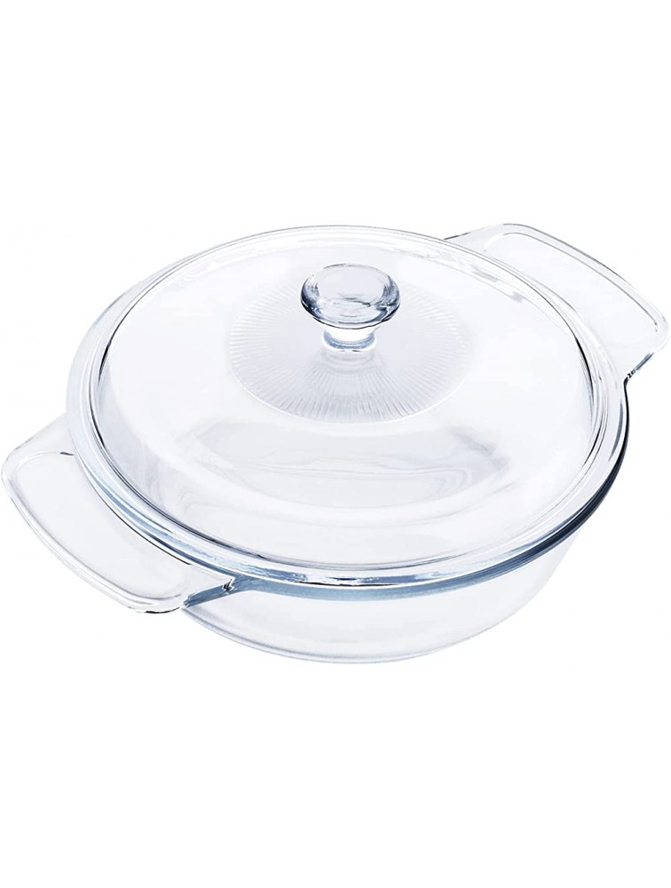 HUSANMP Clear Round Glass Casserole with Lid Baking Dish with Glass Cover Glass Casserole for Oven Freezer and Dishwasher Safe 1.7-Quart Round - BQ6D0VWW8