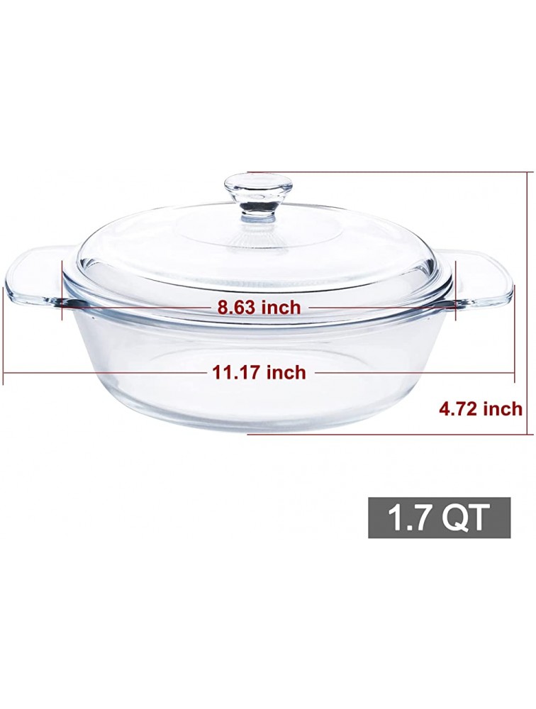 HUSANMP Clear Round Glass Casserole with Lid Baking Dish with Glass Cover Glass Casserole for Oven Freezer and Dishwasher Safe 1.7-Quart Round - BUTSLYO27