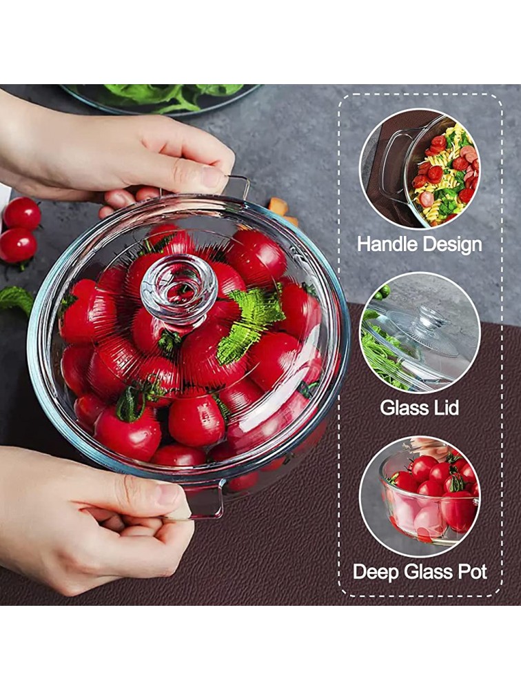 HUSANMP Clear Round Glass Casserole with Lid Baking Dish with Glass Cover Glass Casserole for Oven Freezer and Dishwasher Safe 1.7-Quart Round - BUTSLYO27