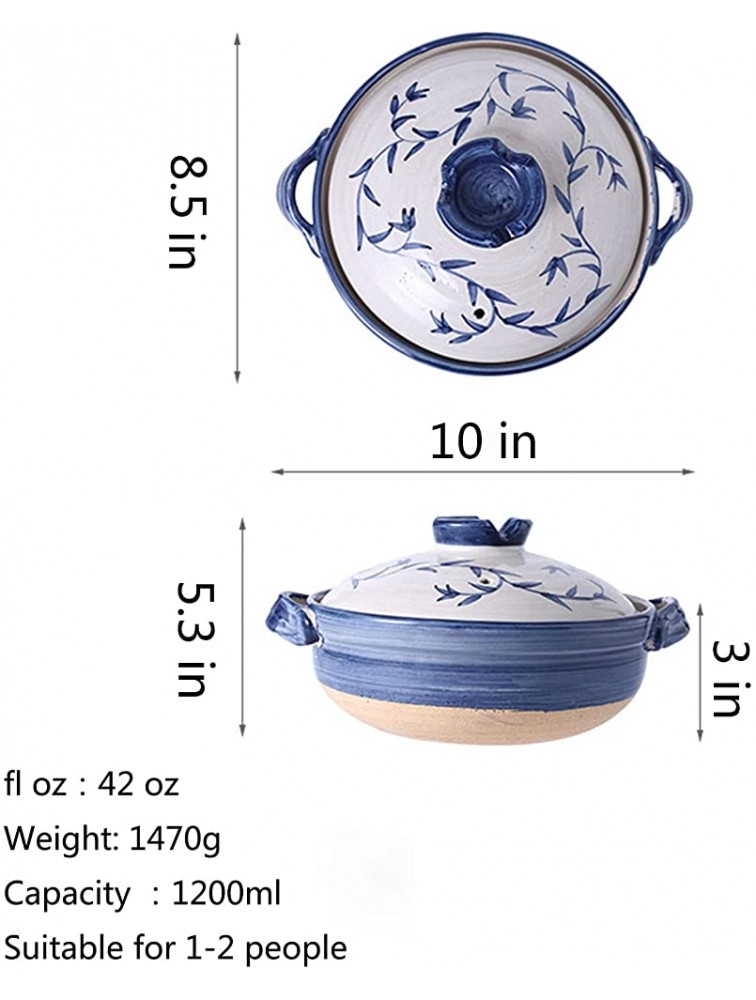 Japanese Clay Pot Hot Pot Clay Pots Earthenware Clay Pot Retro Japanese Style Ceramic Stew Pot Clay Casserole Household-A 1.2L - B92XWEC0S