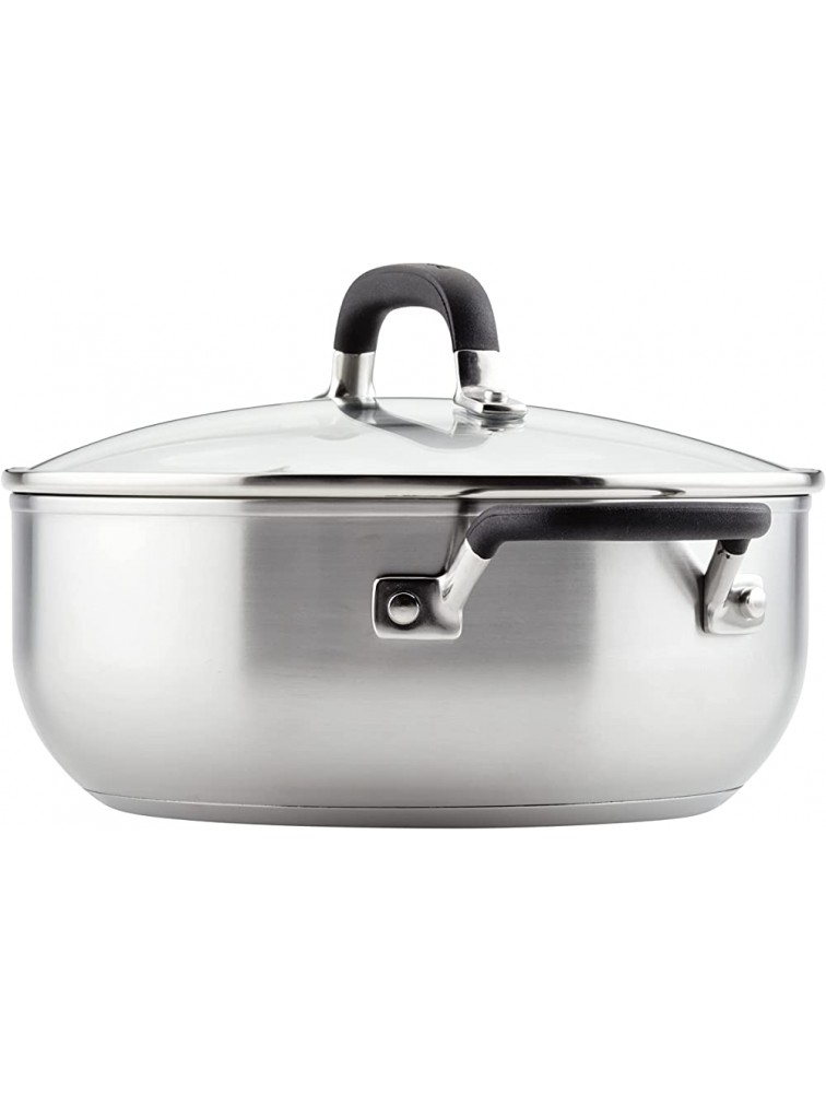 KitchenAid Stainless Steel Casserole with Lid 4 Quart Brushed Stainless Steel - B0LUI3E9S