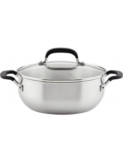 KitchenAid Stainless Steel Casserole with Lid 4 Quart Brushed Stainless Steel - B0LUI3E9S