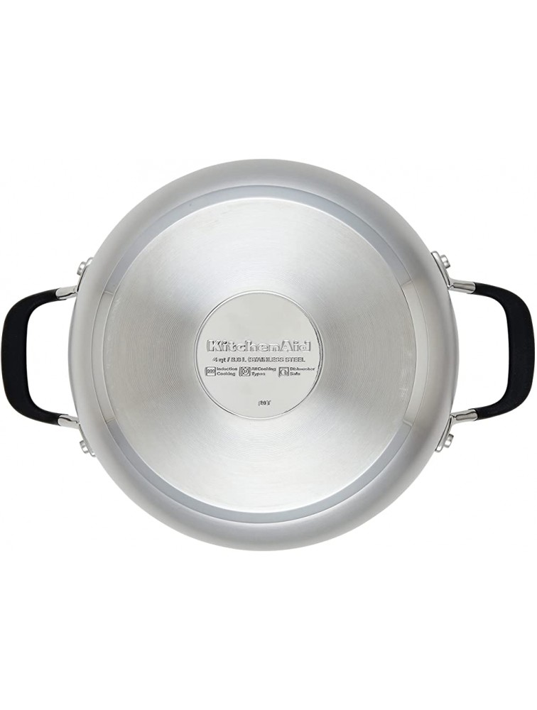KitchenAid Stainless Steel Casserole with Lid 4 Quart Brushed Stainless Steel - BBMI0ONHK