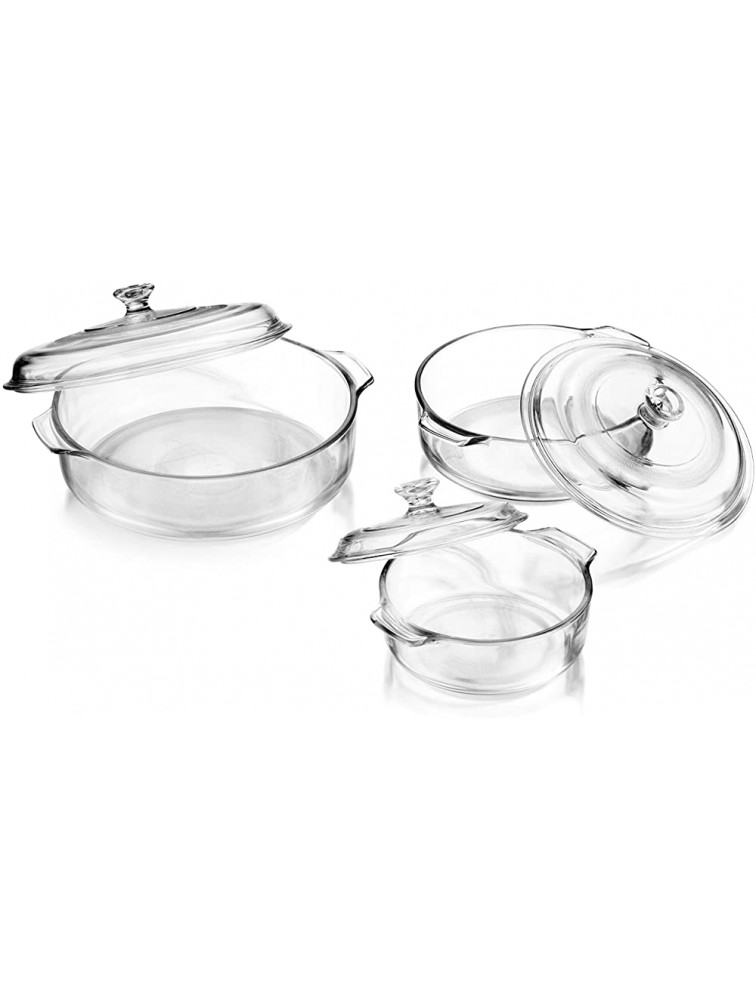 Libbey Baker's Basics 3-Piece Glass Casserole Baking Dish Set with Glass Covers - BQHLOMCKJ