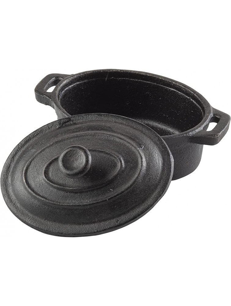 TableCraft Cast Iron Mini Oval Casserole with Lid Cookware 8-Ounce Black - B7UII4IJE