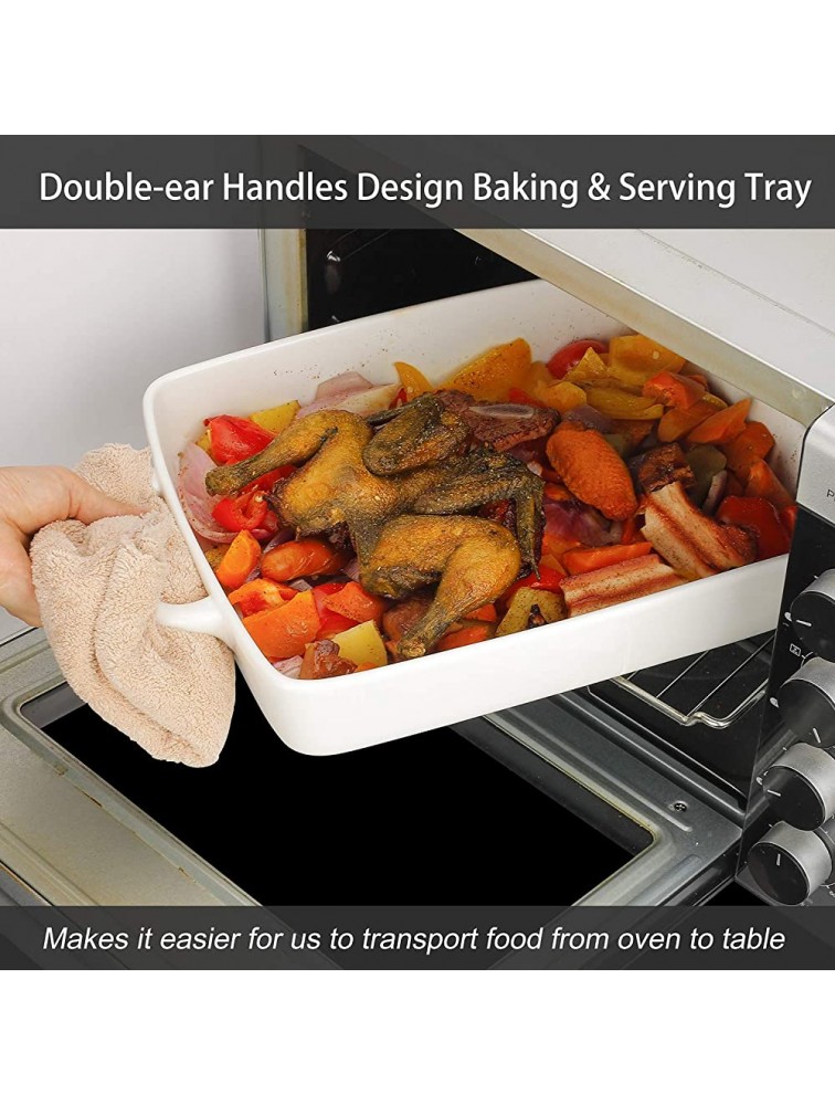 Baking Pan Rectangular Oven Dish Baking Tray Heavy Duty Ceramic Pans for Cake Lasagna Banquet and Daily Use 3.6 Quart High Capacity - B2U1DUE1W