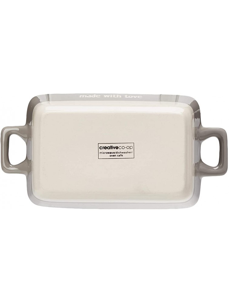 Creative Co-Op Small Made with Love Grey Rectangle Stoneware Baking Dish - BQSZHWW6G