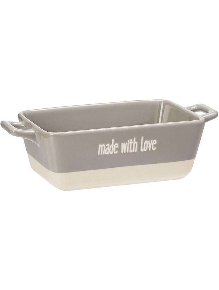 Creative Co-Op Small "Made with Love" Grey Rectangle Stoneware Baking Dish - BQSZHWW6G