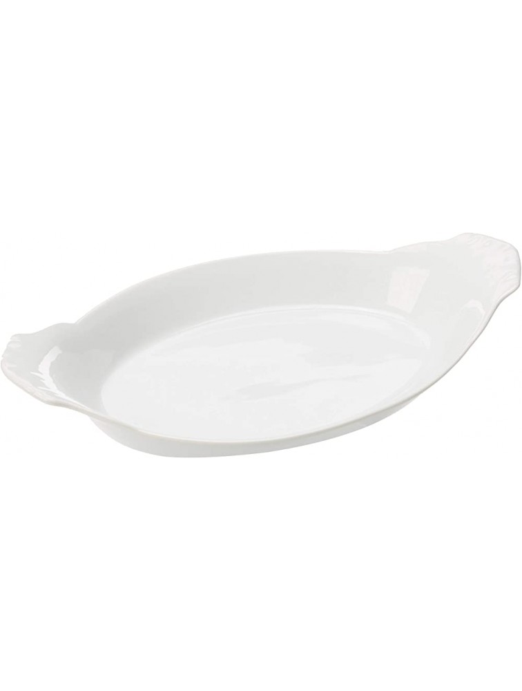 HIC Harold Import Co. Kitchen Oval Au Gratin Baking Dish Set Fine White Porcelain 10-Inch Set of 4 - B8L0Z9AHE