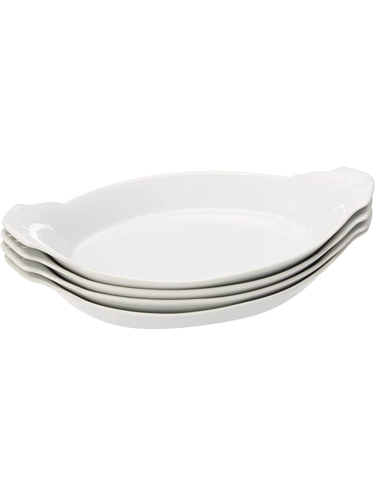 HIC Harold Import Co. Kitchen Oval Au Gratin Baking Dish Set Fine White Porcelain 10-Inch Set of 4 - B8L0Z9AHE