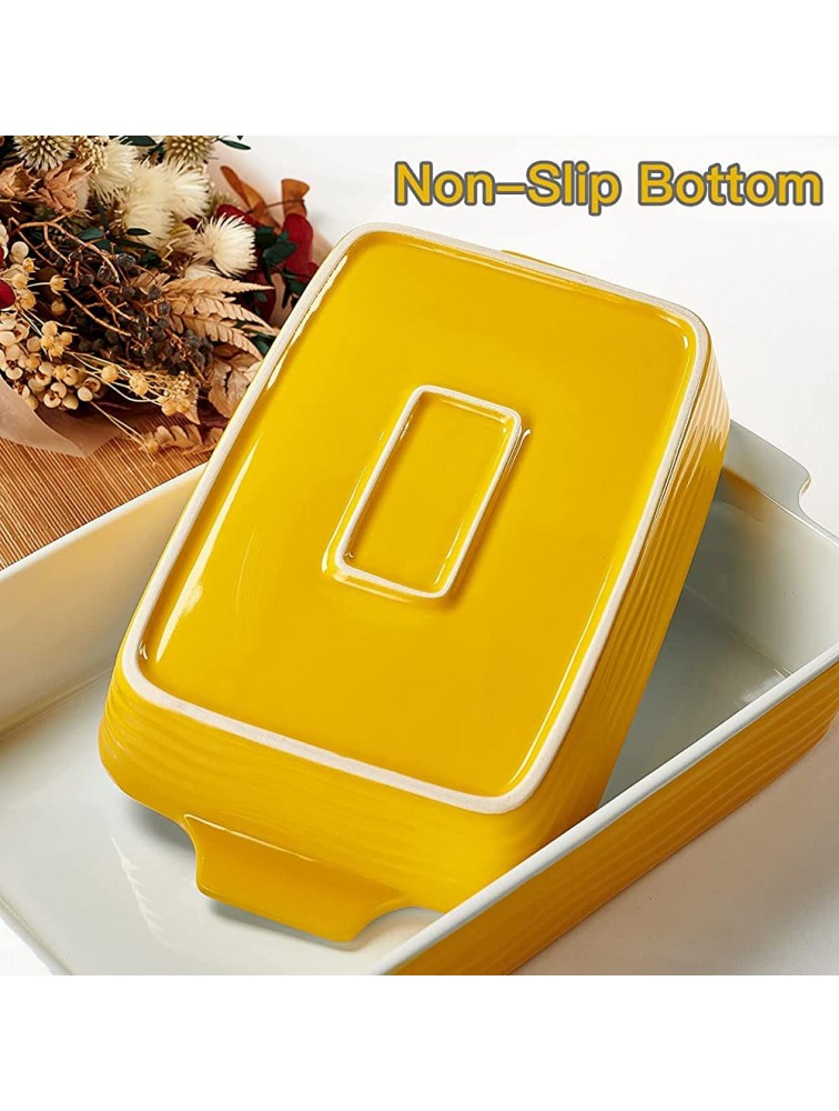 Hompiks Baking Dish Casserole Dish Porcelain Bakeware Sets for the Oven Baking Dishes Set of 2 for Lasagna Kitchen Yellow Baking Pans. - B0DPXRSY4