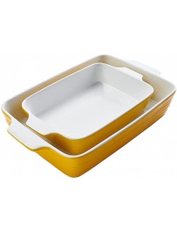 Hompiks Baking Dish Casserole Dish Porcelain Bakeware Sets for the Oven Baking Dishes Set of 2 for Lasagna Kitchen Yellow Baking Pans. - B0DPXRSY4