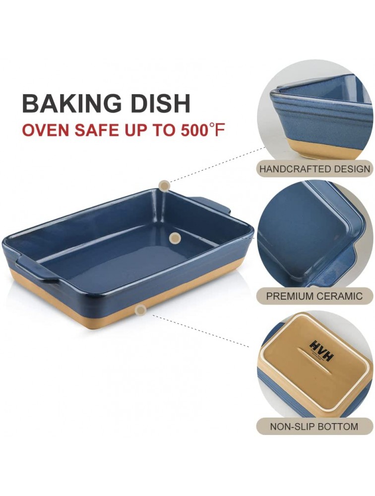 HVH Large Casserole Dish 9x13 Baking Dish for Oven Ceramic Lasagne Pan Deep Lasagna Baking Dishes for Casseroles 13 x 9 Ceramic Bakeware 9x13 Baking Pan for Oven Farmhouse Style Blue - BP5E15QEI