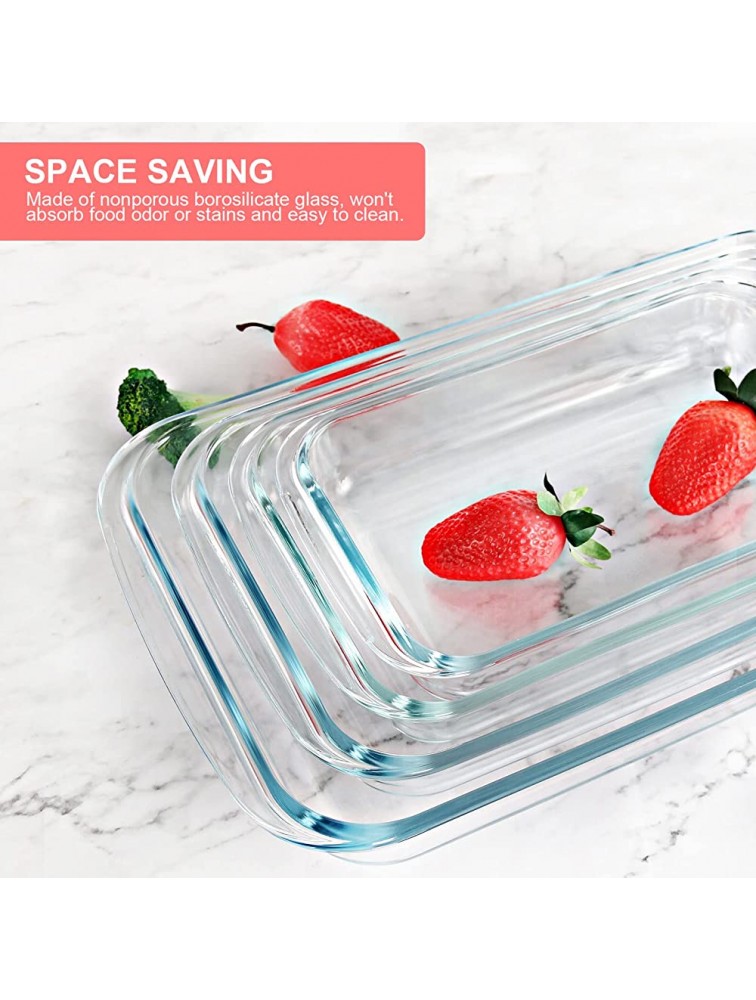 KOMUEE 8-Pieces Glass Baking Dish with Lids Rectangular Glass Baking Pan Bakeware Set with BPA Free Lids Baking Pans for Lasagna Leftovers Cooking Kitchen Fridge-to-Oven Red - B00UVD9J8