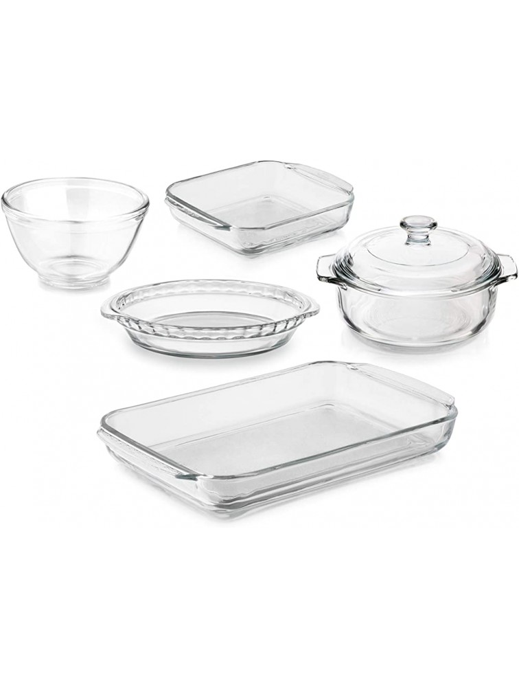 Libbey Baker's Basics 5-Piece Glass Casserole Baking Dish Set with 1 Cover - B4TTBAR93
