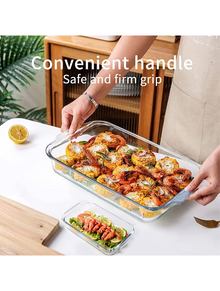 Luvan 3 Pcs Glass Baking Dish Set 1pc Rectangular Glass Bakeware and 2pcs Food Storage Container with locking Lid Easy Grab Leak-proof and Stackable Casserole Dish Freezer to Oven Safe74oz,12oz - BRNVPAP1H