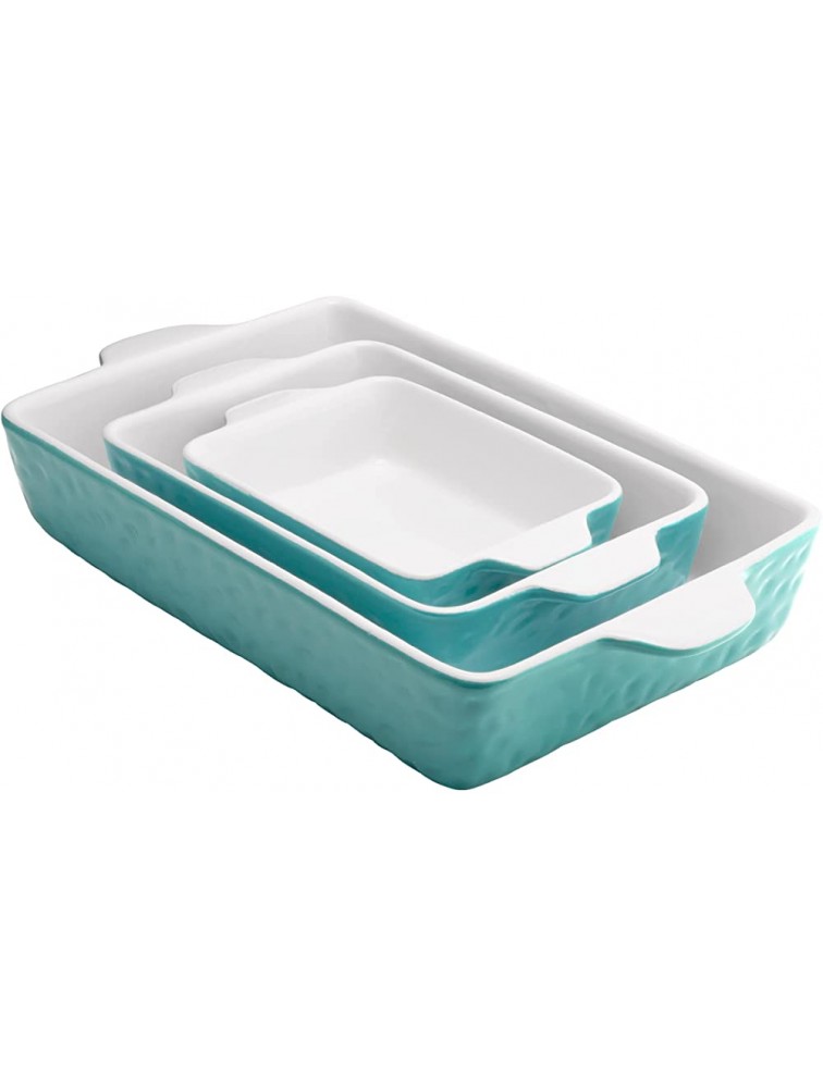 Nonstick Ceramic Baking Dish Set Oven Microwave Dishwasher Safe Rectangular Baking Pans Aqua Color - BPWZ92LL0