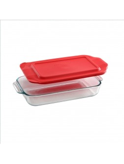 Pyrex Basics 2 Quart Glass Oblong Baking Dish with Red Plastic Lid 7 inch x 11 Inch by Pyrex - BXJNFQFDJ