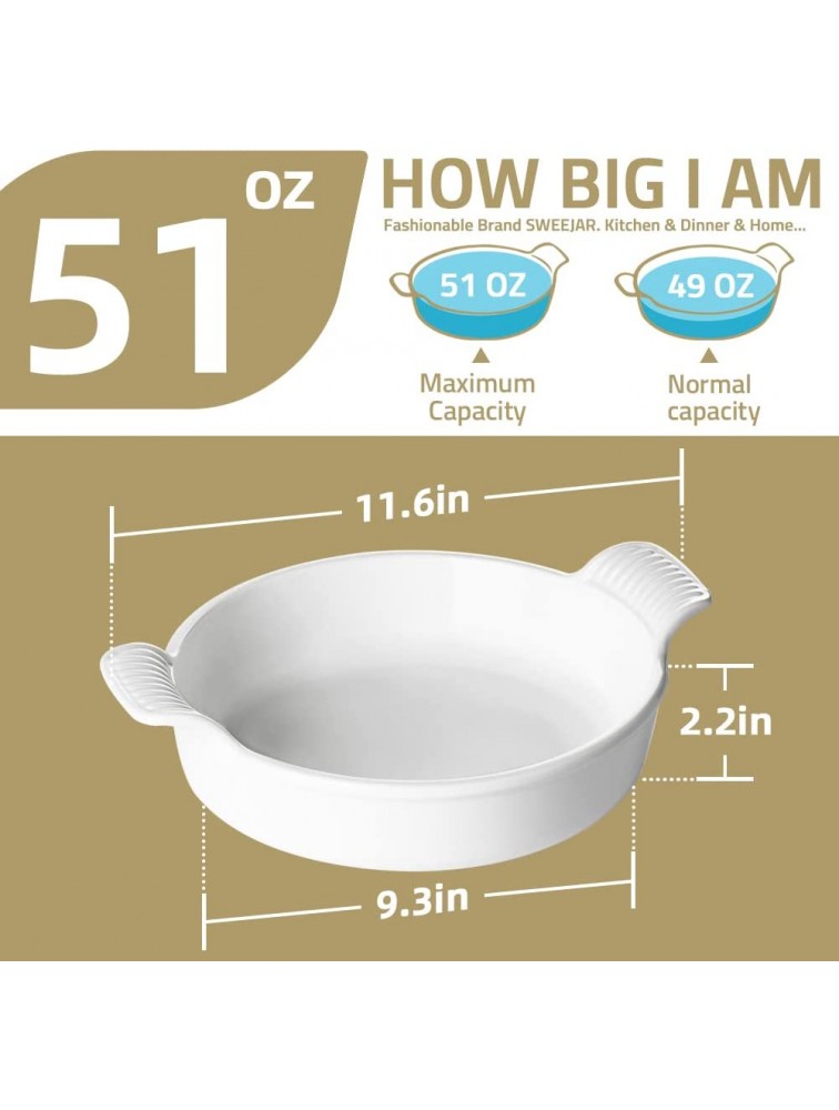 SWEEJAR Ceramic Baking Dish 9 Inches Cake Baking Pan for Brownie Porcelain Round Bakeware with Double Handle for Casserole Lasagna Family Dinner Turquoise - BCQYGRLEF