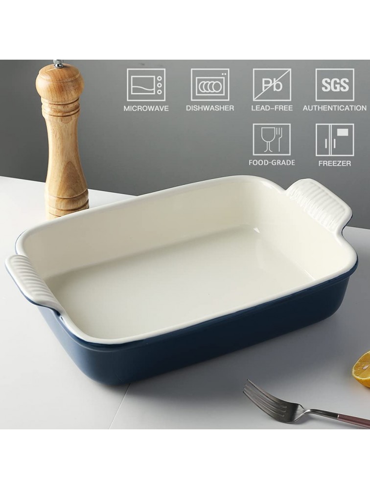 SWEEJAR Ceramic Baking Dish Large Rectangular Bakeware 3.5 Quart Casserole Dish with Double Handles Lasagna Baking Pan for Cooking Cake Banquet and Dinner 13 x 9.8 inch Navy - BI5SY2P06