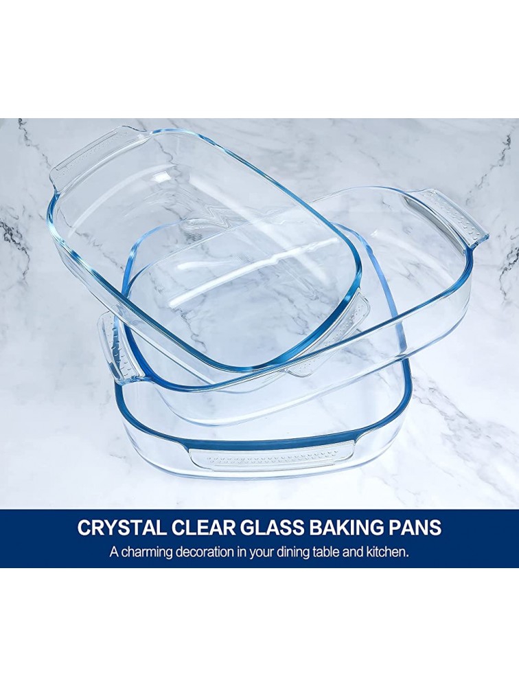 6-Piece Deep Glass Baking Dish Set Rectangular Glass Bakeware Set with Lids Baking Pans Casserole Dishes for Lasagna Leftovers Cooking Kitchen Freezer-to-Oven Friendly Space-saving - BTFBVIW6D