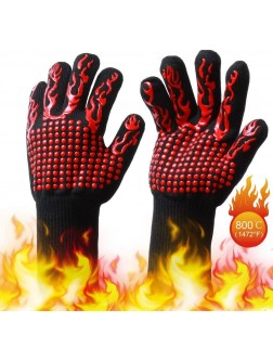 Andier Max Heat Resistant Silicone Cooking and BBQ Grill Gloves Perfect for Protecting Your Hands from Hot Ovens Boiling Water and More. Dishwasher Safe Manual Black - BP9WWHFYR