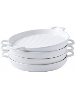 Ceramic Glaze Round Baking Dish Plates 8" Set of 4 White Peni Baking supplies Bakeware sets Kitchen essentials Baking tools Kitchen supplies Baking set Cookware set Kitchen cookware set - B9YOMA095