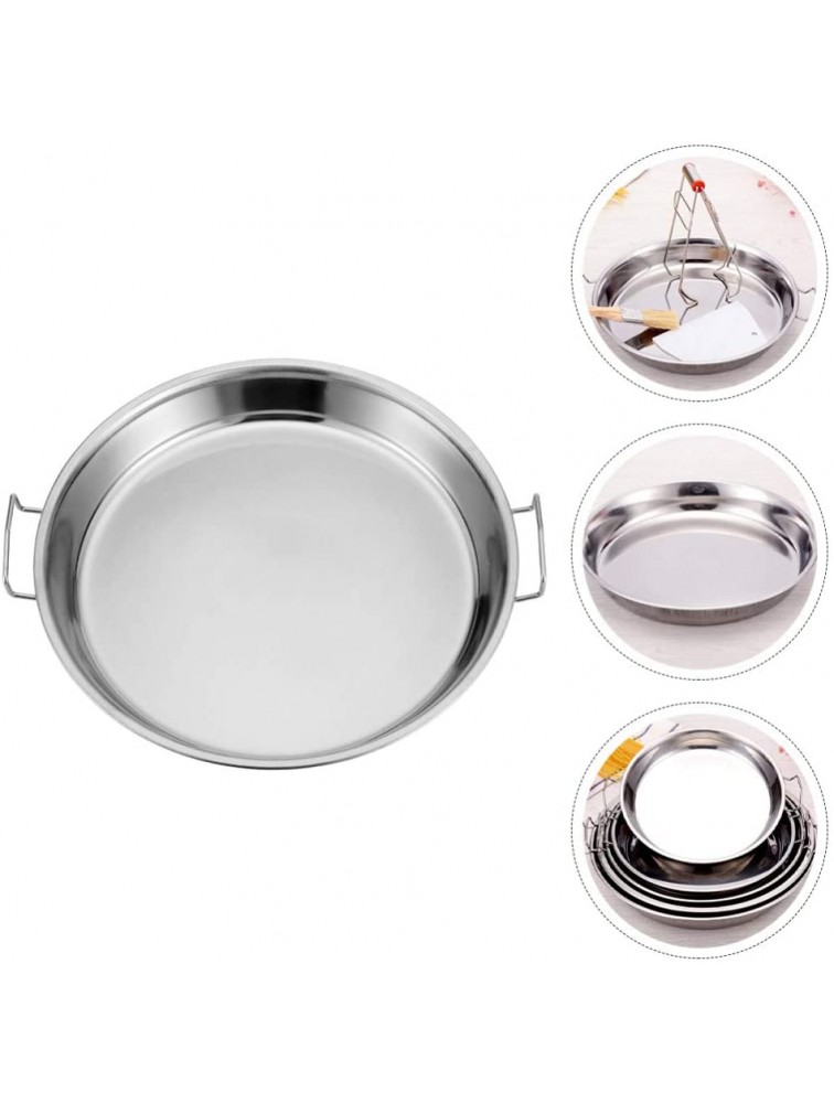 Hemoton 2pcs Stainless Steel Serving Platter Steaming Tray Noodles Bowl Round Dessert Dish with Double for Cooking Baking Steaming 24CM - BTL6RMPE6
