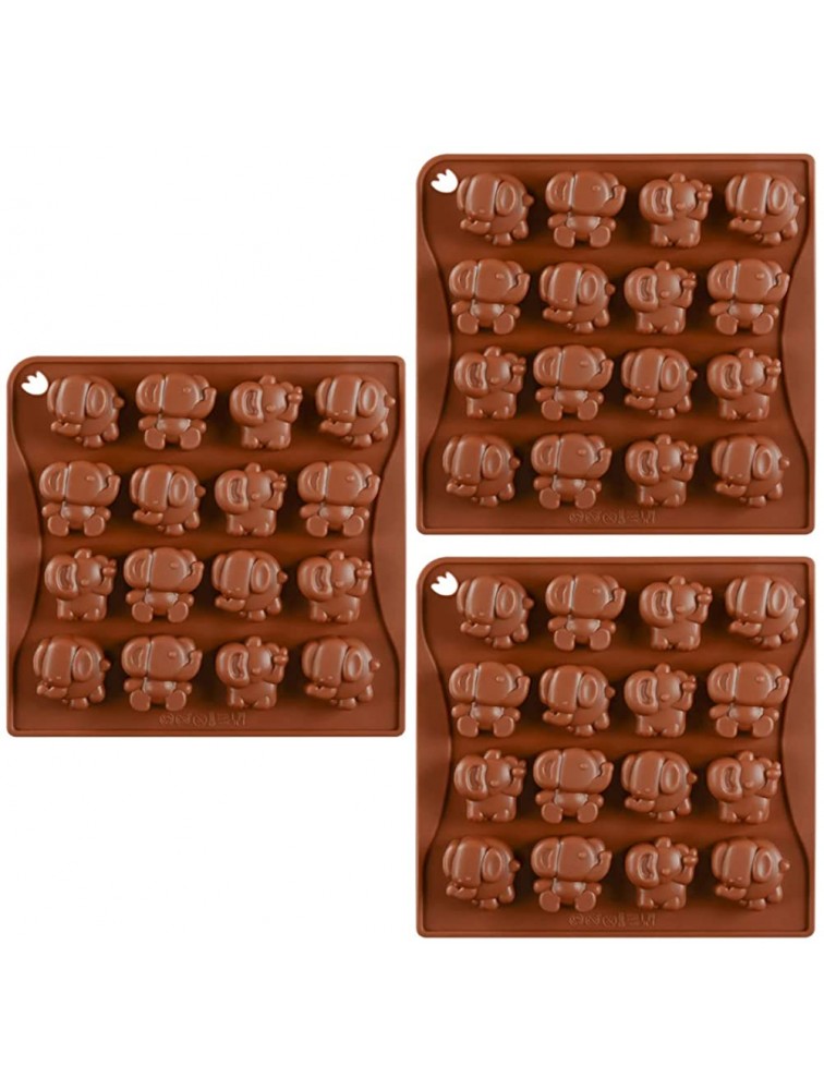 Hemoton 3pcs Elephant Silicone Chocolate Molds Animal Candy Molds Ice Cube Tray Cake Decoration Fondant Mold for Chocolates Soap Crayons Candles - BAFIN0AH6