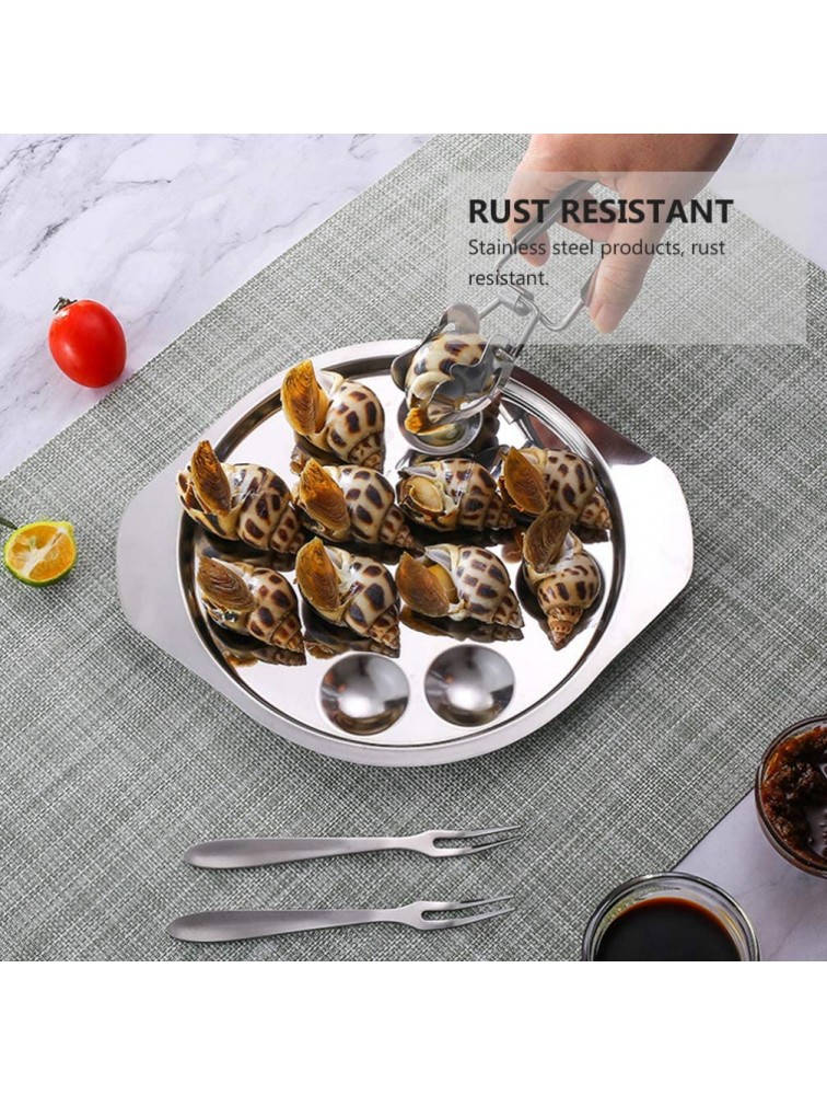 Hemoton Escargot Dining Set 12- Compartment Holes Snail Escargot Plate Tongs Fork Set Oyster Serving Trays Stainless Steel Oyster Pan Shell Shaped Dishes Oven& Dishwasher Safe - BWFHVGR4Z