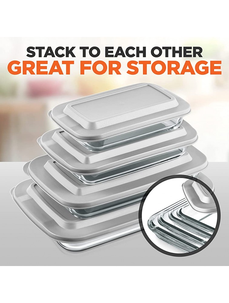 Rectangular Glass Bakeware Set 4 Sets of High Borosilicate with PE Lid Heat-Resistant Non-Slip Design Convenient to Use & Easy to Clean Elegant Design Color White SL4PBK22 - BKEB6PXF0